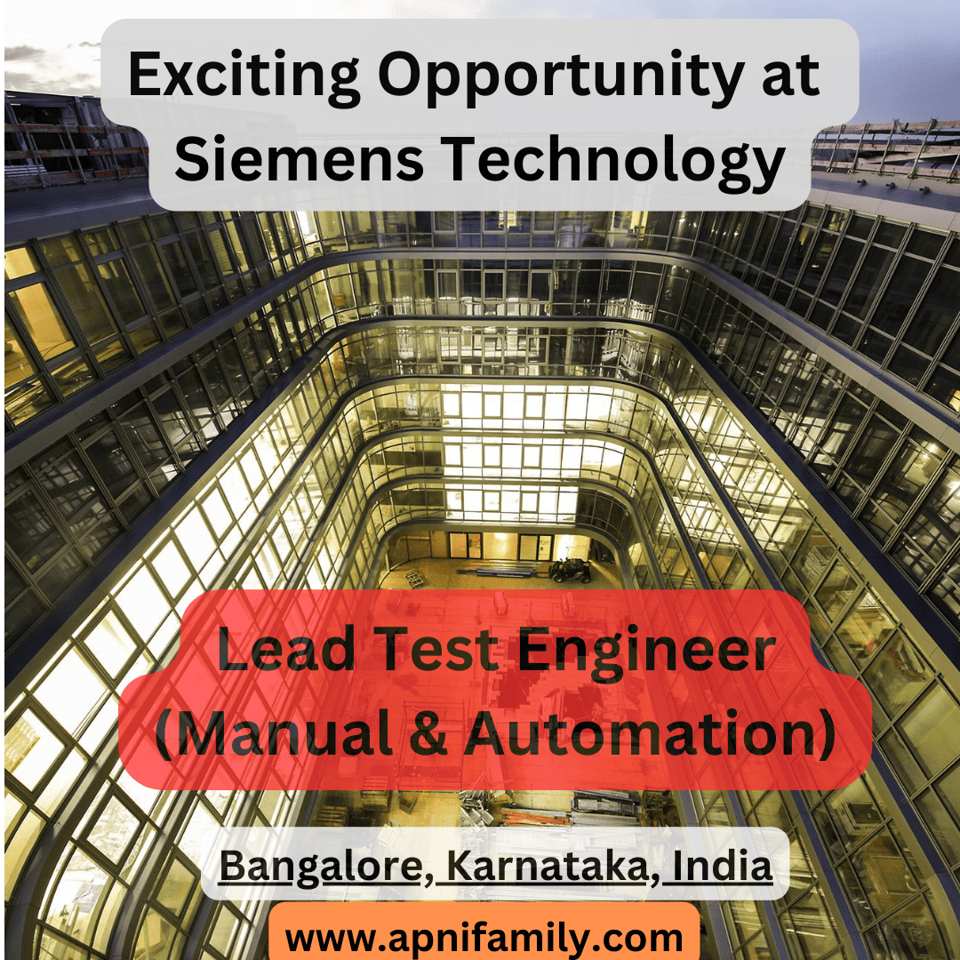 Exciting Siemens Careers Opportunity as Lead Test Engineer 2024